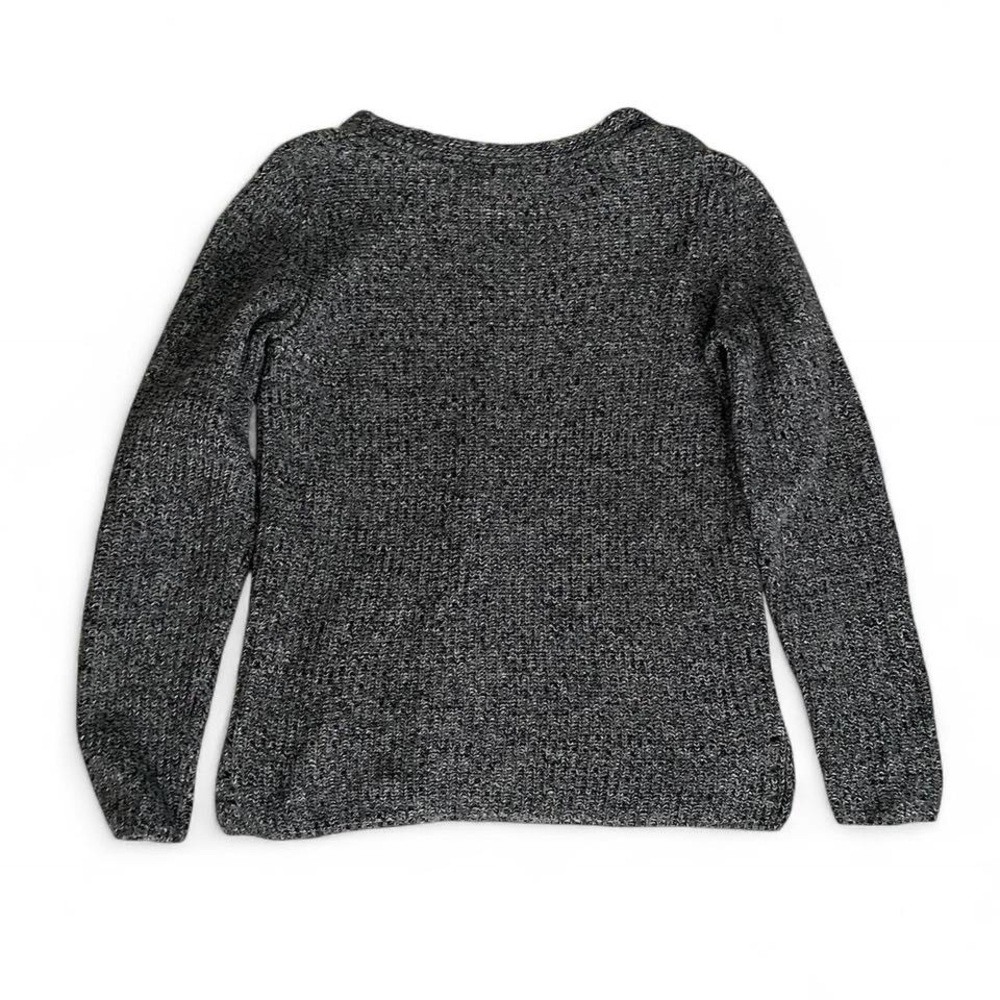 Coldwater Creek 100% Cotton Tweedy Gray V-Neck Pullover Resort - Picture 3 of 5
